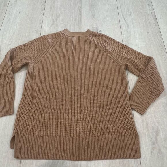 Madewell Womens Lyle Rib Henley Sweater Size XS Wool Blend Brown Hi Low Hem - Picture 4 of 8